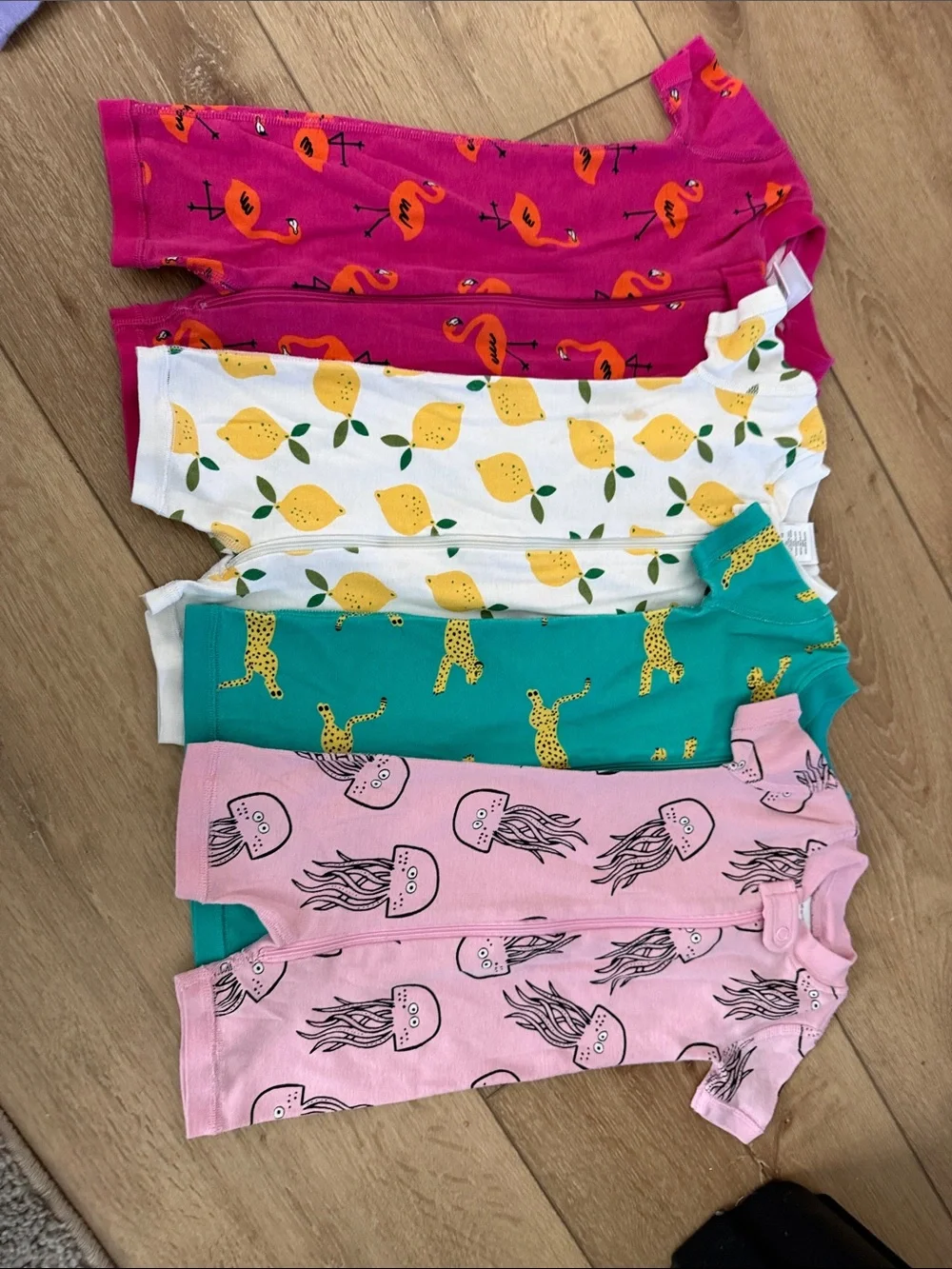 Hanna Andersson 4-Pack Short Sleeve Rompers - Pink, Magenta, White, Teal
